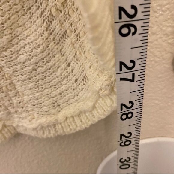 Anthropologie Knitted & Knotted Ismare Cable open Knit cotton Cardigan ivory S - Picture 8 of 12